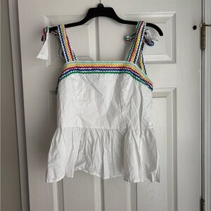 Crown & Ivy White Camisole with Colorful Trim
